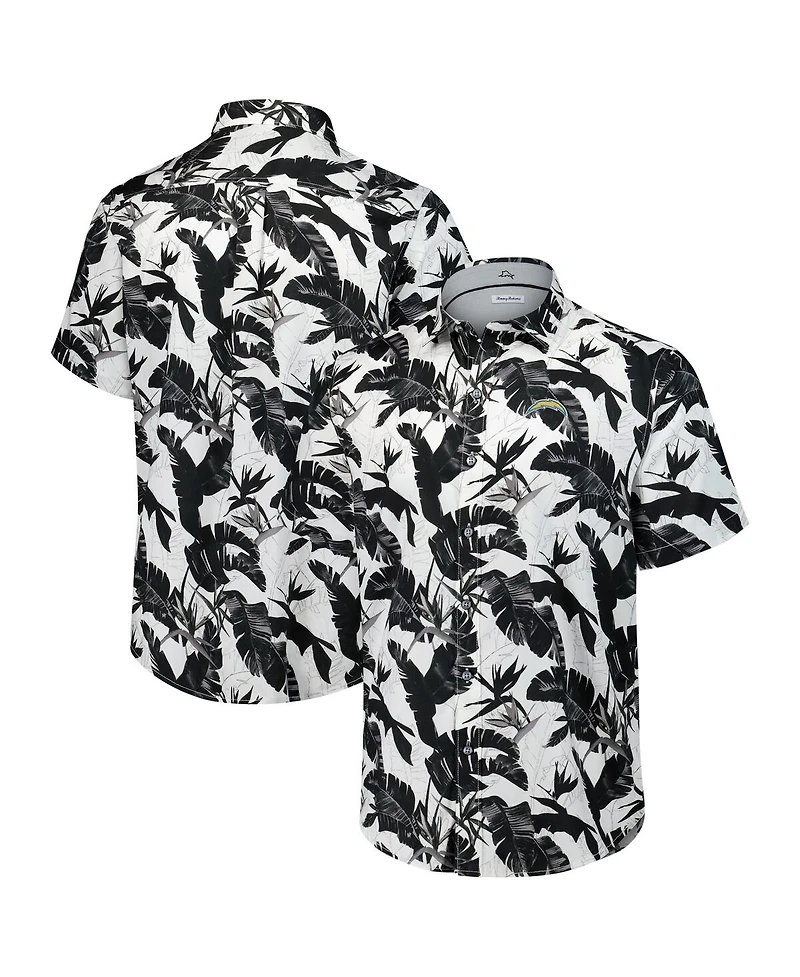 Tommy Bahama Men's Black Los Angeles Chargers Sunnyvale Blooms Camp Button-Up Shirt