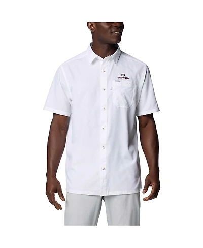 Columbia Men's White Georgia Bulldogs Pfg Slack Tide Omni-Shade Button-Up Camp Shirt