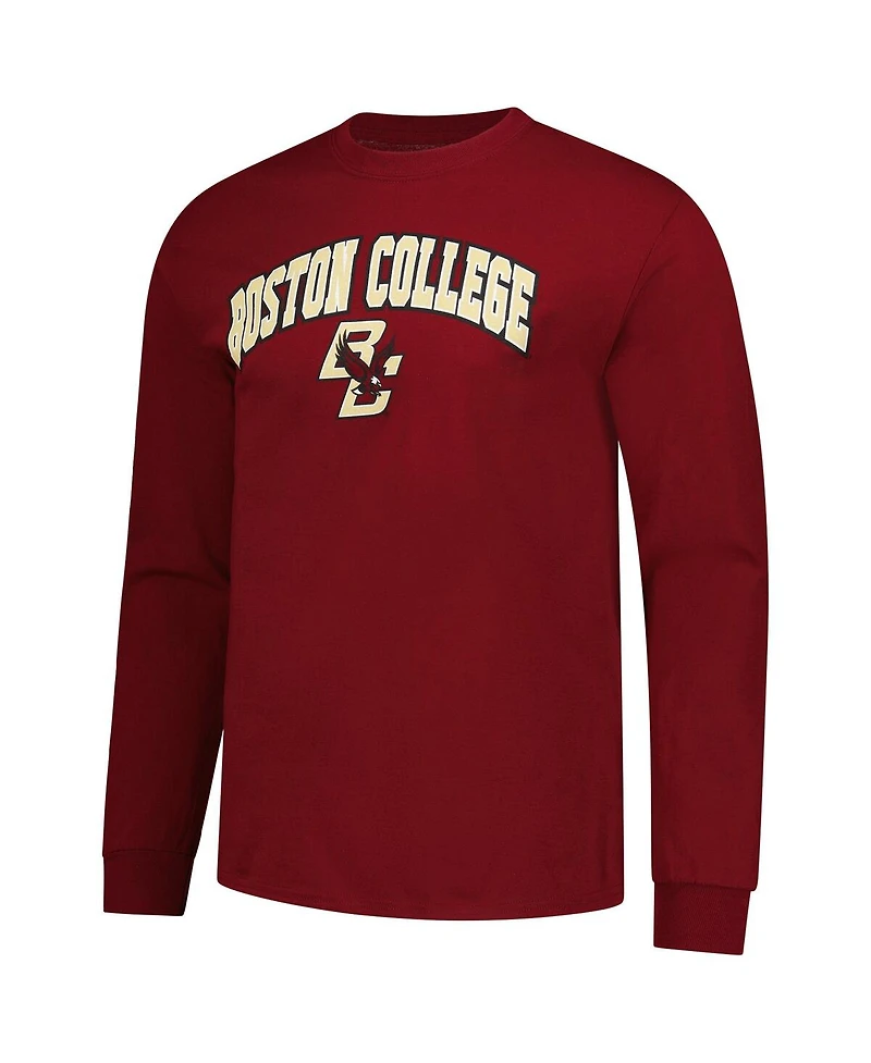 Fanatics Unlabeled Men's Maroon Boston College Eagles Logo Long Sleeve T-Shirt