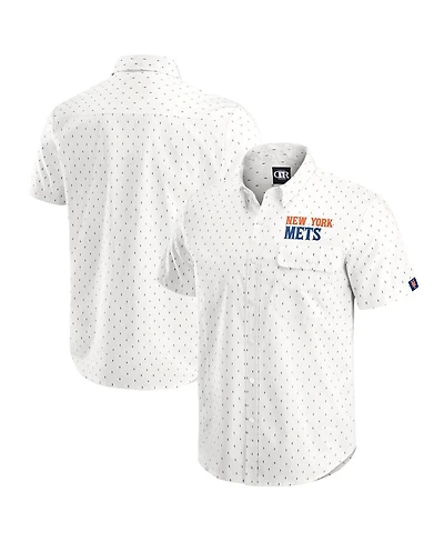 Darius Rucker Collection by Fanatics Men's Cream New York Mets Printed Button-Down Shirt
