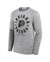 Fanatics Men's Heather Gray Indiana Pacers Nba Hoops for Troops Long Sleeve T-Shirt
