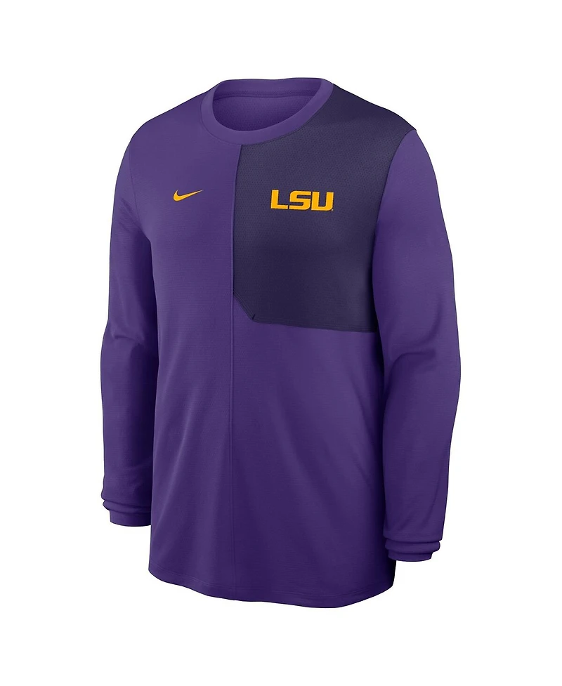 Nike Men's Purple Lsu Tigers 2025 Sideline Coach Uv Performance Long Sleeve T-Shirt