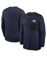 Jordan Men's Navy North Carolina Tar Heels 2025 Sideline Coach Uv Performance Long Sleeve T-Shirt