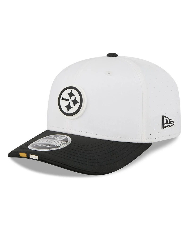 New Era Men's White/Black Pittsburgh Steelers 2025 Nfl Training Camp 9SEVENTY Adjustable Hat