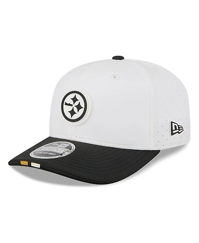 New Era Men's White/Black Pittsburgh Steelers 2025 Nfl Training Camp 9SEVENTY Adjustable Hat
