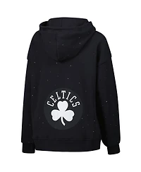 Terez Women's Black Boston Celtics Oversized Allover Gemstone Full-Zip Hoodie