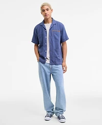 Sun + Stone Men's Joss Short Sleeve Embroidered Button-Front Camp Shirt, Macy's Exclusive