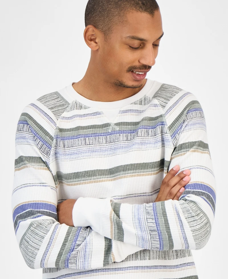 Sun + Stone Men's Striped Waffle-Knit Thermal Shirt, Macy's Exclusive