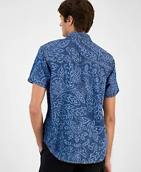 Sun + Stone Men's Printed Denim Shirt, Macy's Exclusive