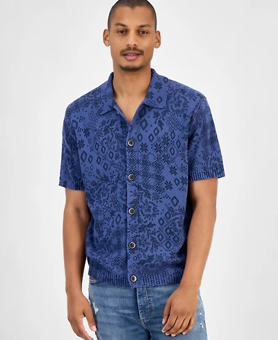 Sun + Stone Men's Printed Short-Sleeve Cardigan, Macy's Exclusive