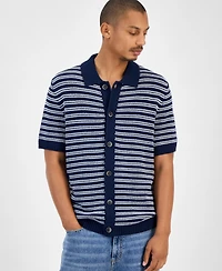 Sun + Stone Men's Striped Short-Sleeve Cardigan, Macy's Exclusive