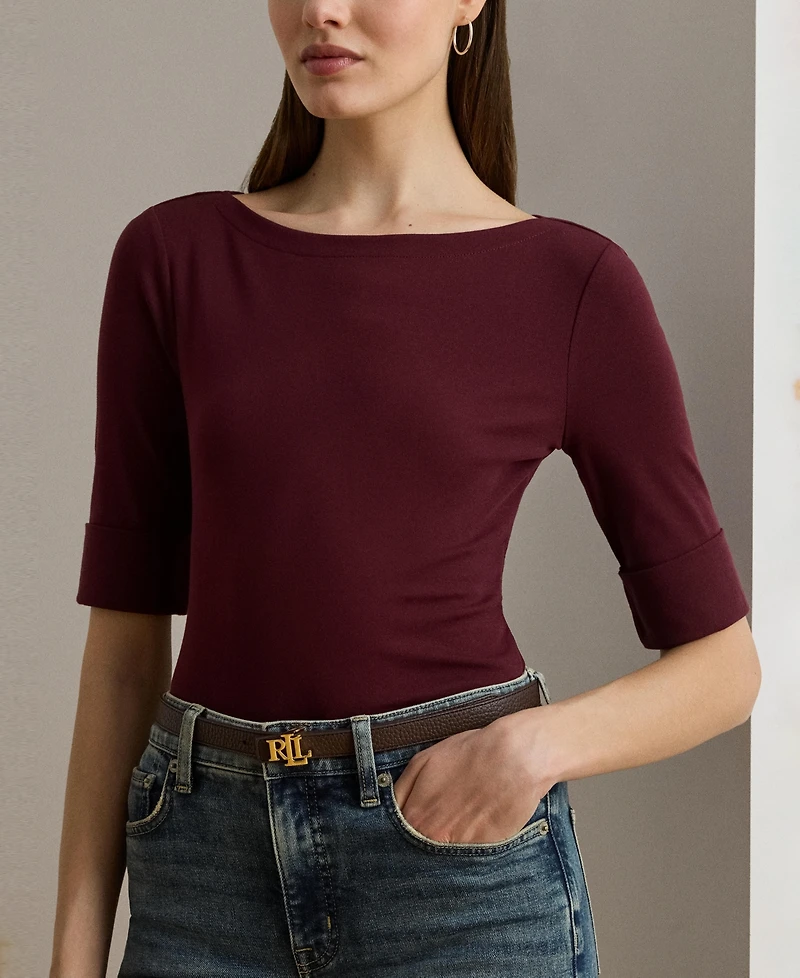 Lauren Ralph Stretch Cotton Boatneck T-Shirt