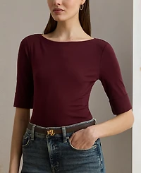 Lauren Ralph Stretch Cotton Boatneck T-Shirt