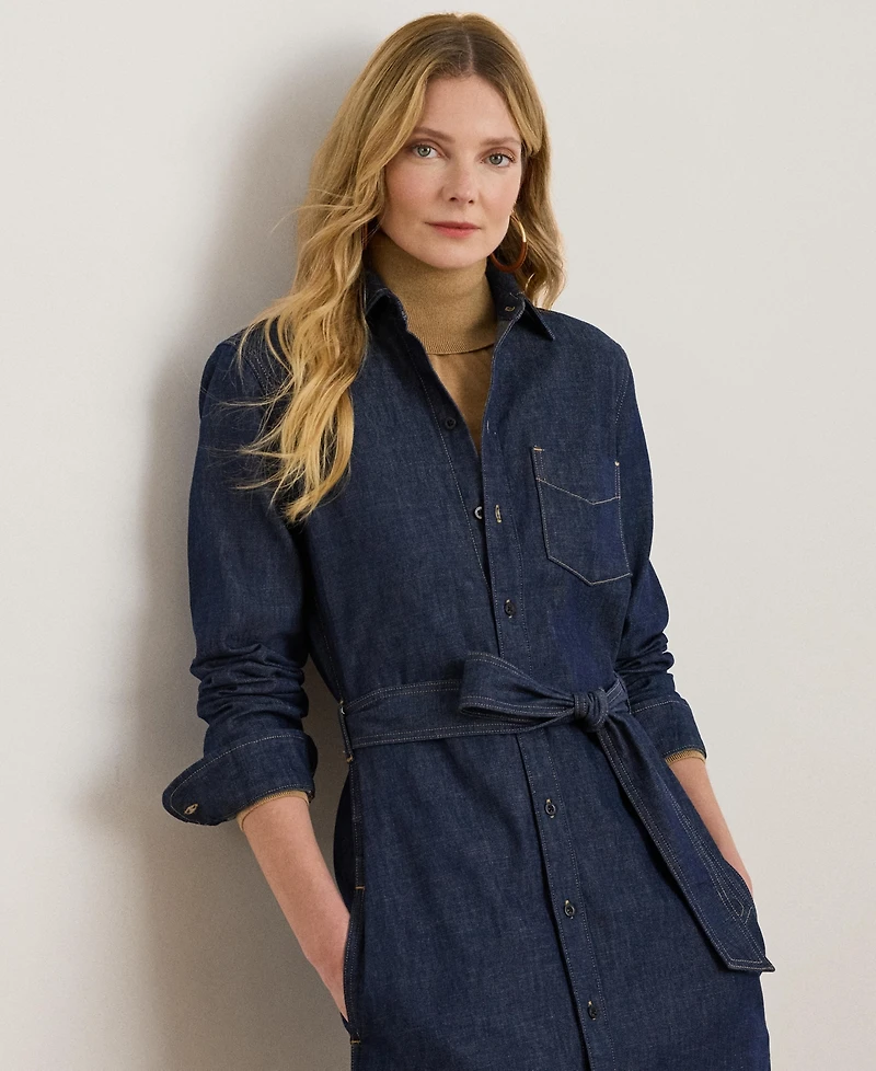 Lauren Ralph Women's Belted Denim Shirtdress