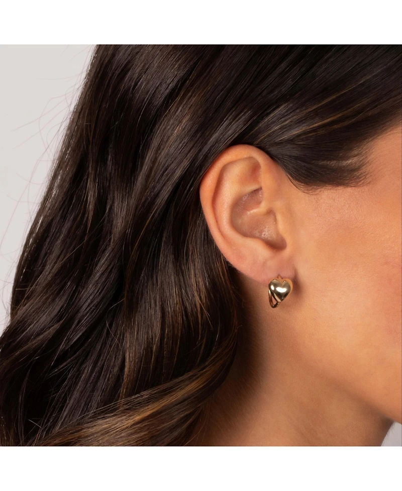 By Adina Eden Solid Heart Huggie Earring 14K