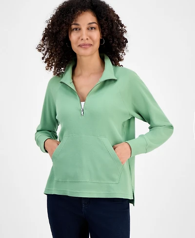 Style & Co Petite Waffle-Knit Half-Zip Sweatshirt, Macy's Exclusive