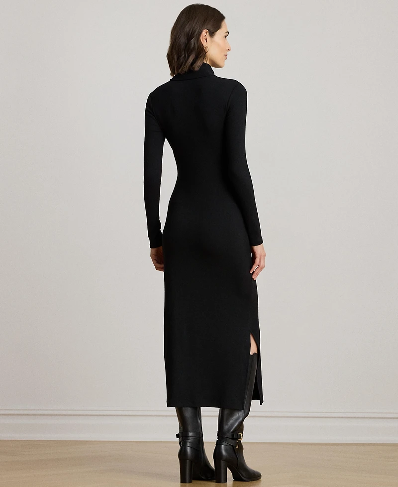 Lauren Ralph Women's Tie-Front Turtle Neck Dress
