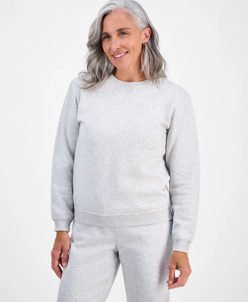 Style & Co Petite Crewneck Long-Sleeve Fleece Sweatshirt, Created for Macy's
