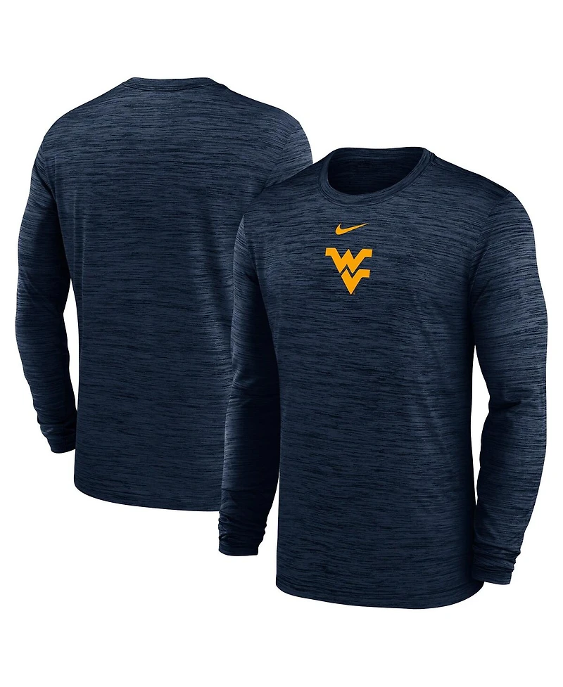 Nike Men's Navy West Virginia Mountaineers 2025 Sideline Velocity Performance Long Sleeve T-Shirt