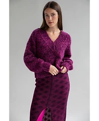 Sskein Women's V-Neck Tonal Boucle Sweater