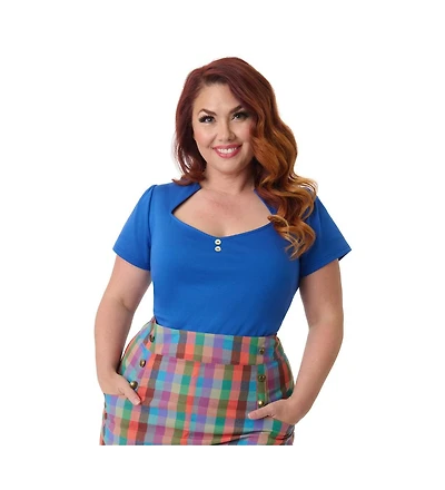 Unique Vintage Plus Pentagon Collar Knit Top
