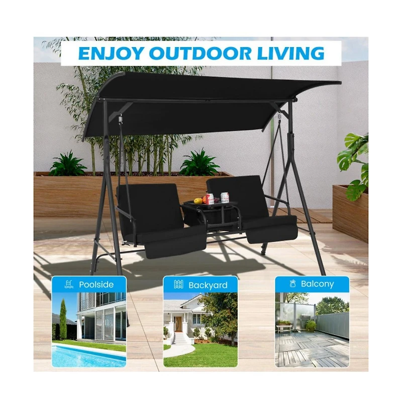 Porch Swing Hammock Chair with Adjustable Canopy