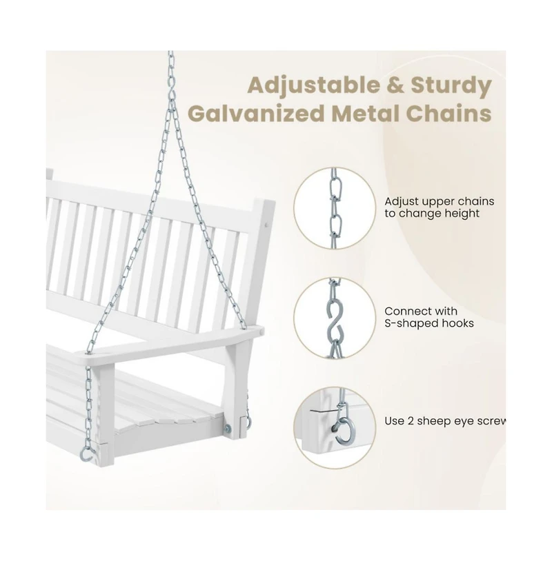 3-Person Wooden Outdoor Porch Swing with 800 lbs Weight Capacity