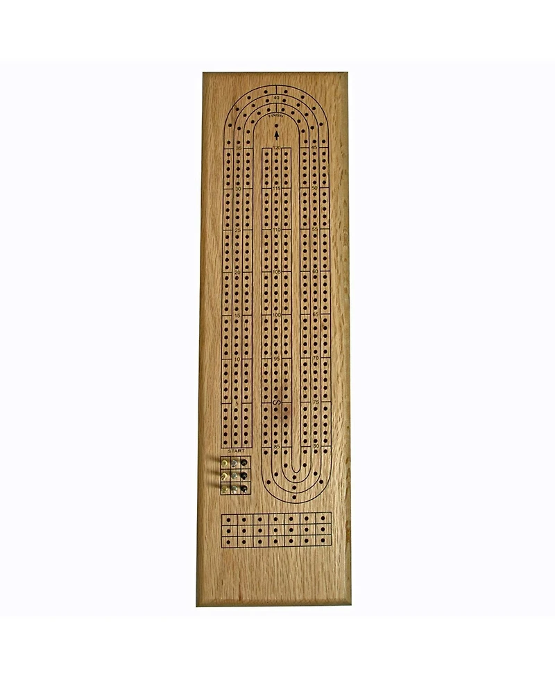 We Games Classic Cribbage Set - Solid Wood Continuous 3 Track Board with Metal Pegs