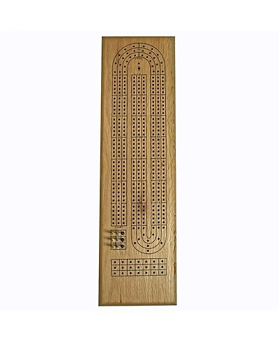 We Games Classic Cribbage Set - Solid Wood Continuous 3 Track Board with Metal Pegs