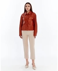 Furniq Uk Women's Cropped Leather Jacket, Created for Macy's