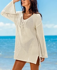Cupshe Women's Soft Sands Beige Cover-Up Mini Beach Dress
