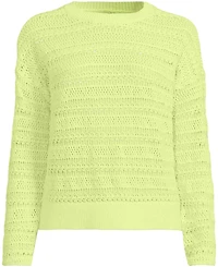 Lands' End Women's Cotton Blend Pointelle Crew Neck Sweater