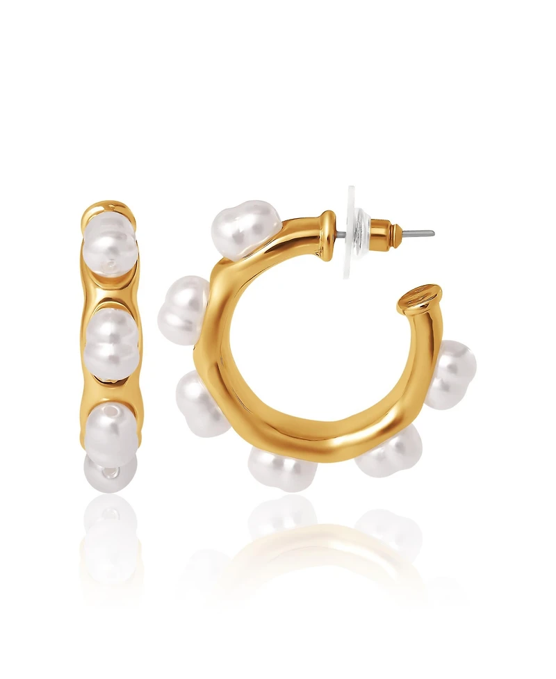 Bcbg Faux Pearl Accent Hoop Earrings