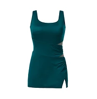 Swimsuits for All Women's Square Neck Mesh Cut Out Swimdress