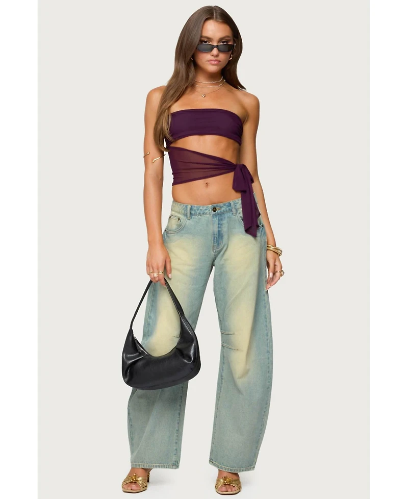 Edikted Women's Amaro Strapless Side Tie Cut Out Top