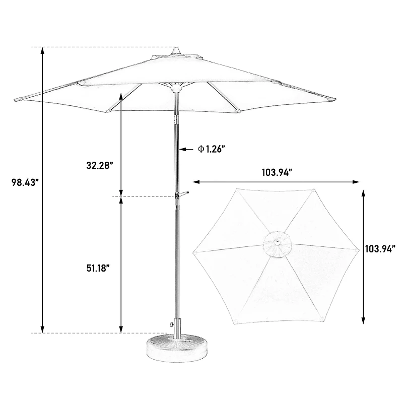 Flynama 9FT Outdoor Patio Table Umbrella with Push Button Tilt and Crank