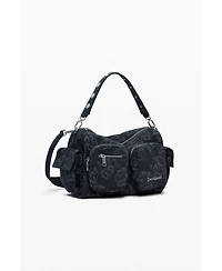 Desigual Women's Medium denim multi-pocket embroidered bag
