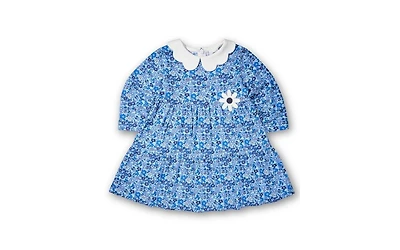 Florence Eiseman Girls Floral Print Knit Dress With Flower