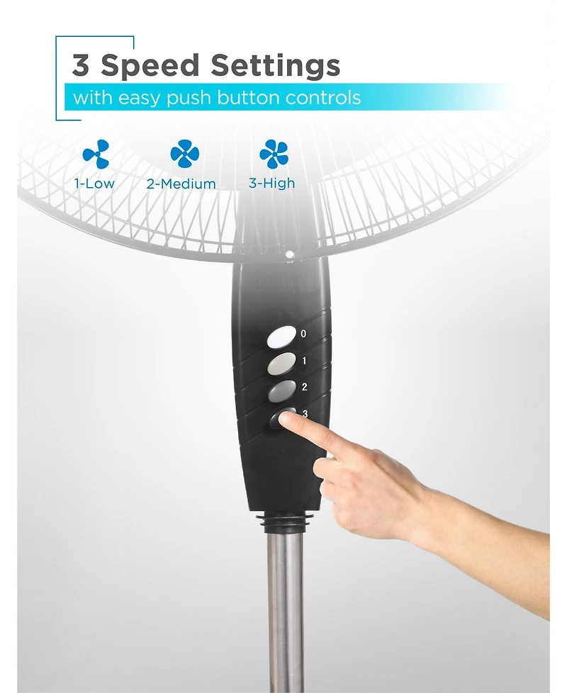 Black+Decker 18-Inch Pedestal Fan, BFP18SXW, Oscillating Fan for Home and Office