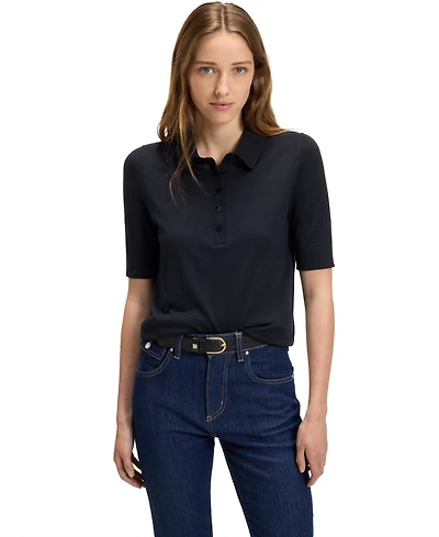 Boss by Hugo Women's Knit Virgin-Wool Polo Sweater