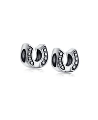 Bling Jewelry Set of 2 Lucky Horseshoe Charm Bead Sterling Silver for European Bracelet