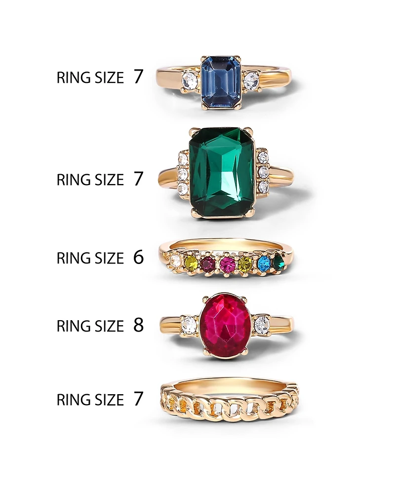 Jessica Simpson Multi-Gemstone Statement Ring Set