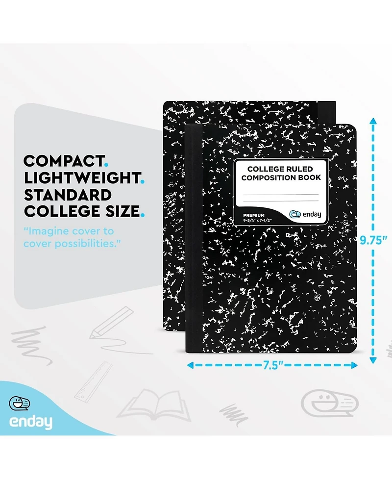 Enday Composition Notebooks College Ruled Paper, Pink Hard Cover Notebook, Premium Lined Books, 100 Sheets Notebook