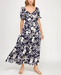 Trixxi Juniors' Woven Printed Fit & Flare Dress
