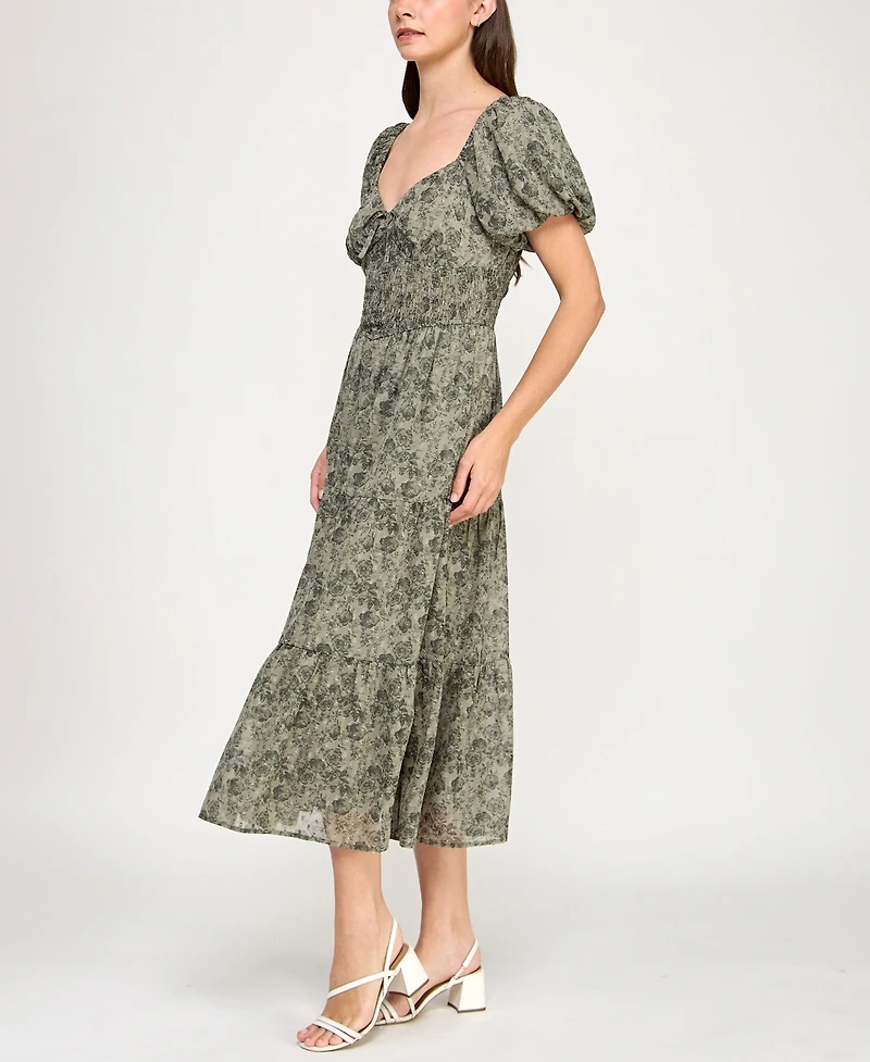 Trixxi Juniors' Chiffon Printed Fit & Flare Midi Dress
