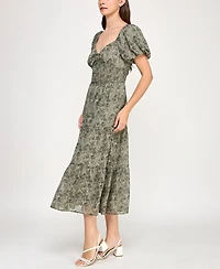 Trixxi Juniors' Chiffon Printed Fit & Flare Midi Dress
