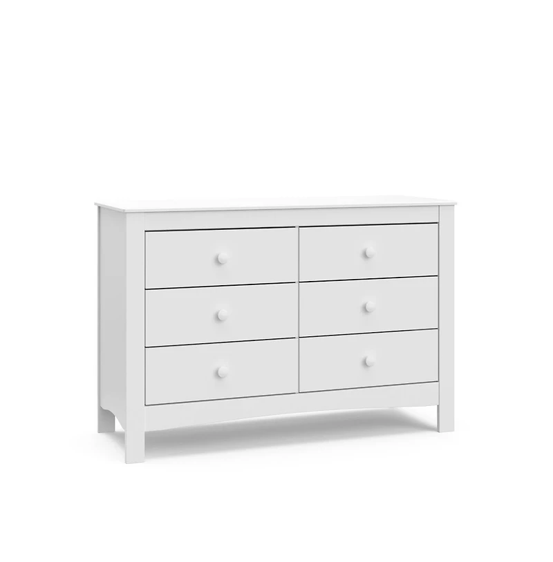 Graco Noah 6 Drawer Double Dresser (White) - 6 Drawer Double Dresser for Kids