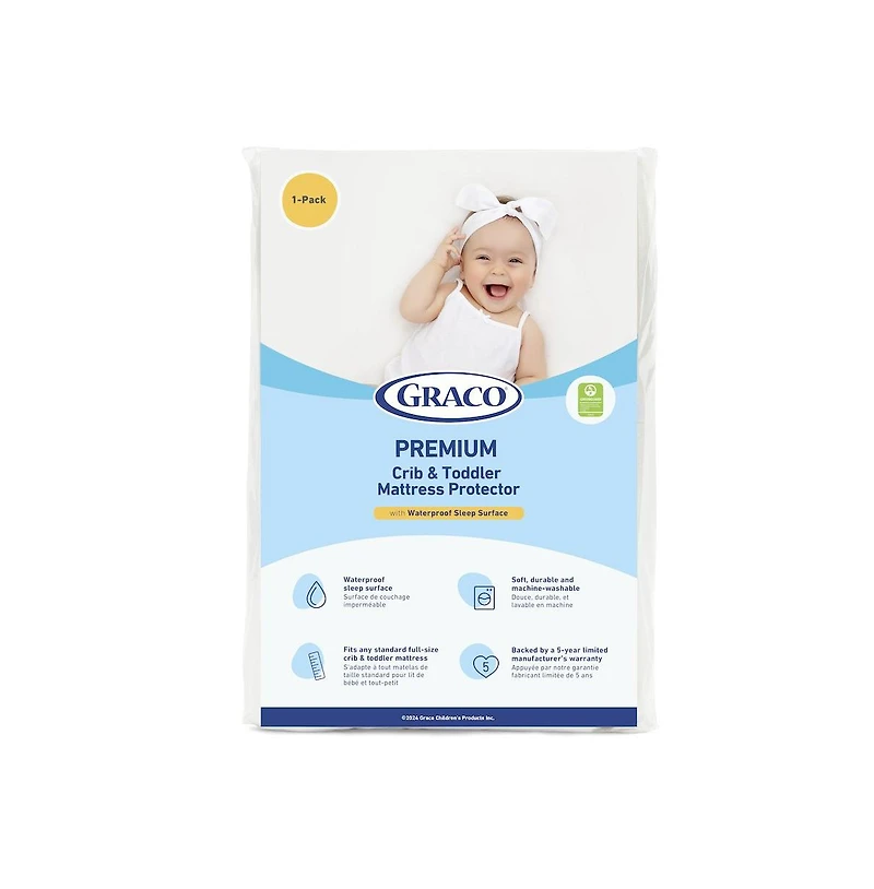 Graco Premium Waterproof Crib and Toddler Mattress Protector - 1 Pack