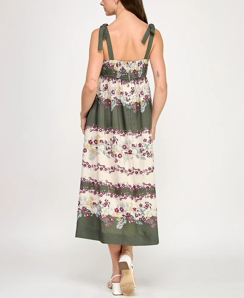 Row A Juniors' Printed Woven Sleeveless Fit & Flare Dress
