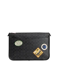 Coach Men's Hitch Signature Canvas with Patches Messenger Bag